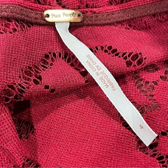 Free People Lace Lovers Folk Song Dress in burgundy color size 4 - Picture 11 of 14